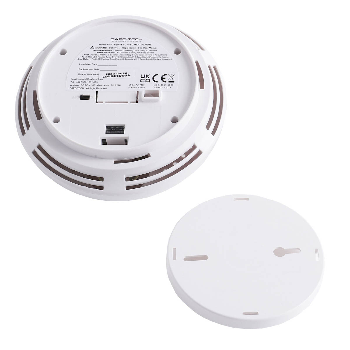 SAFE-TECH Interlinked Heat Alarm Wireless AJ-718i Lithium Battery White - Image 5