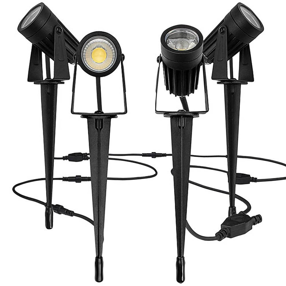 LED Spike Light Black Vertical Outdoor Garden Weatherproof IP65 50W 12V Set Of 4 - Image 2