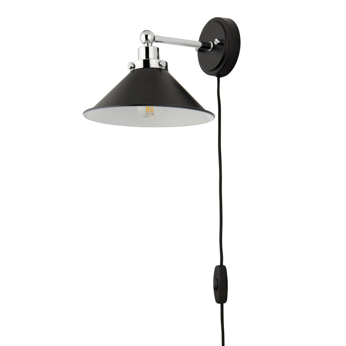 Wall Light Plug-in Matt Black Inline Switch Steel Industrial Modern Downlight - Image 4