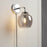 Wall Light Glass Smoke Grey Steel Gloss Silver Effect Plug-in Traditional - Image 1