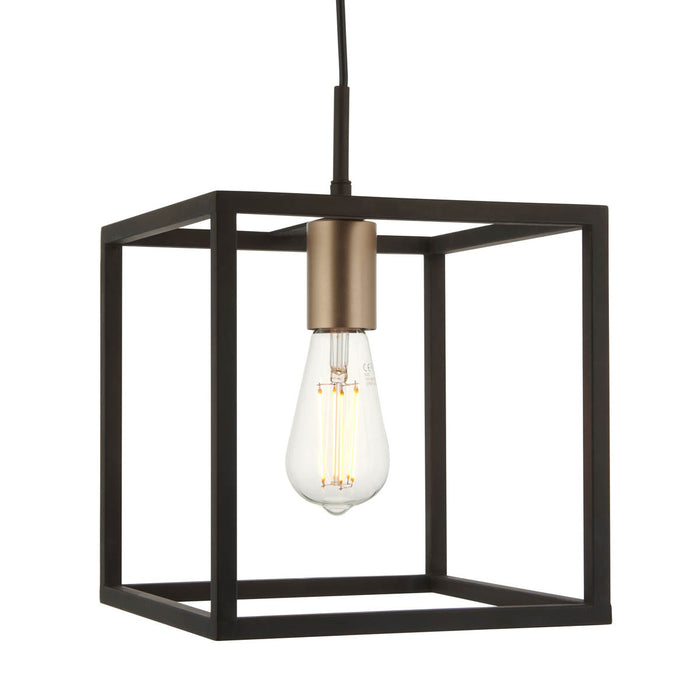 Pendant Ceiling Light 1 Lamp Box Steel Matt Bronze Effect Dimmable Industrial - Image 4