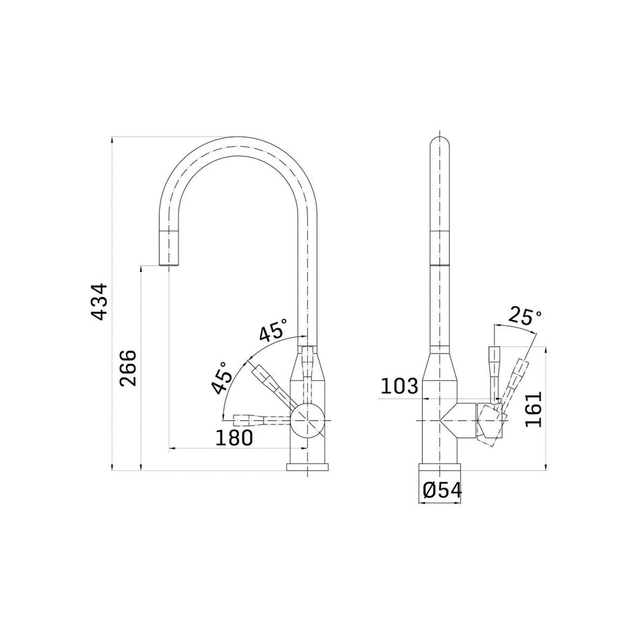 Kitchen Mixer Tap Pull Out Stainless Steel Side Single Lever High Neck Modern - Image 2