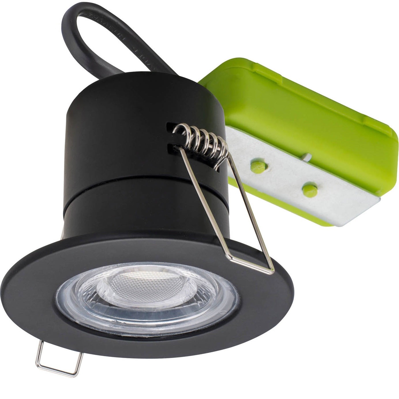 Downlight LED Matt Black Fixed Warm White 450lm Dimmable Fire rated Pack Of 6 - Image 1