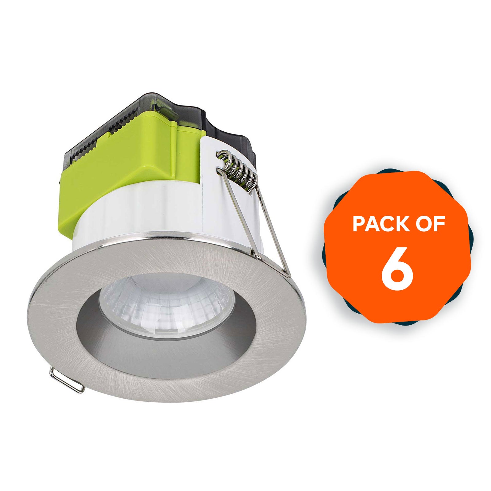 LED Recessed Downlight Warm White 620lm Dimmable Brushed Steel Indoor Pack Of 6 - Image 1