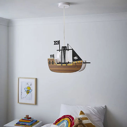 Kids Light Pirate Ship Ceiling Pendant Children Bedroom Plastic Adjustable 42W - Image 1