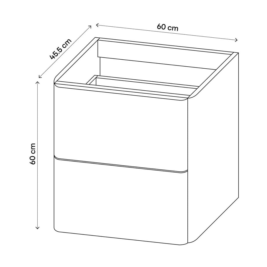 Bathroom Vanity Unit Matt White Wall Mounted 2 Drawers Storage (H)60x(W)60cm - Image 3