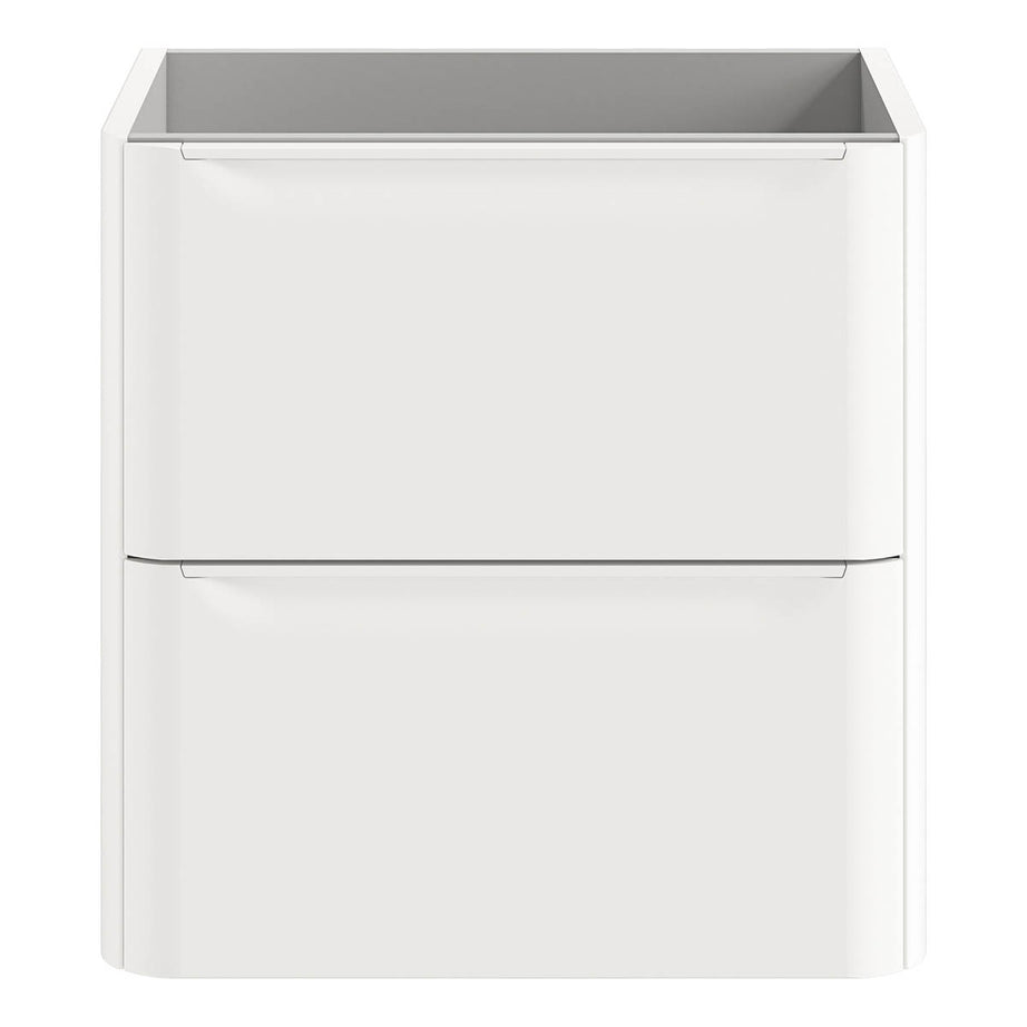 Bathroom Vanity Unit Matt White Wall Mounted 2 Drawers Storage (H)60x(W)60cm - Image 4