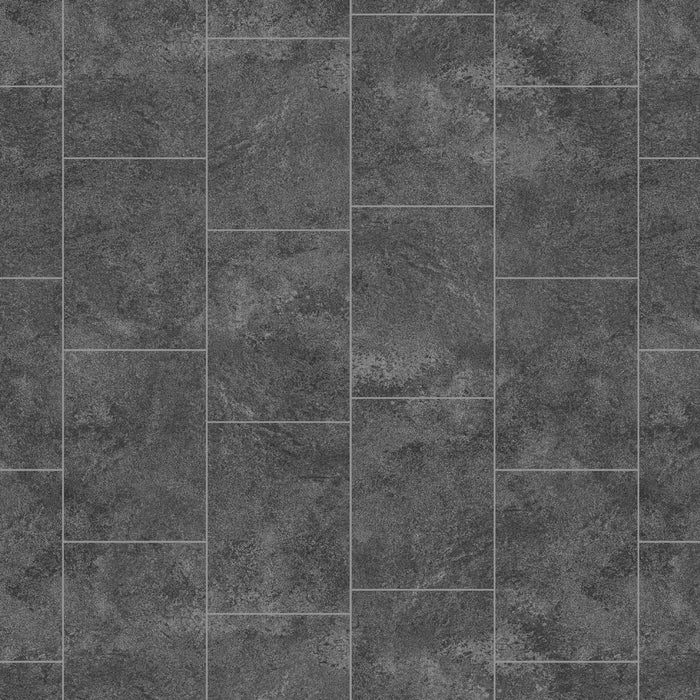 Vinyl Sheet Matt Dark Grey Tile Effect Slip Resistant Splashproof Modern 5m² - Image 1