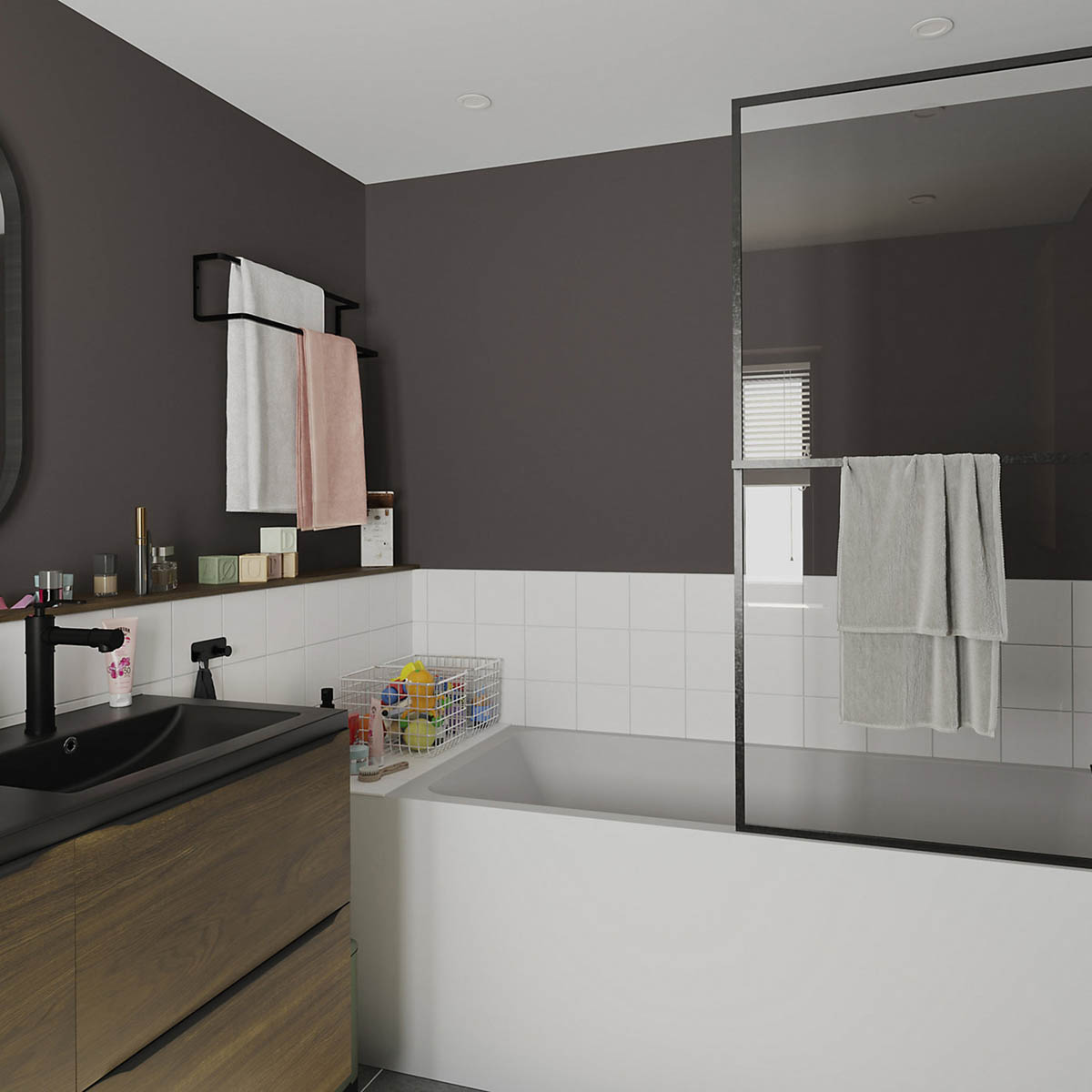 Bathroom Basin Tap Mono Mixer Tall Black Single Lever Clicker Waste Modern - Image 3