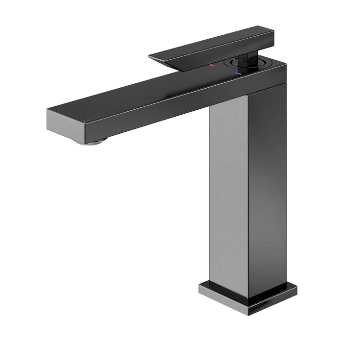 Bathroom Sink Mixer Tap Basin Square Single Lever Titanium Finish Modern - Image 1