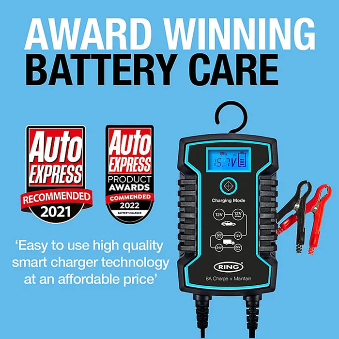 Smart Car Battery Charger Automatic Portable Maintainer 8A 240V IP65 LCD Light - Image 2