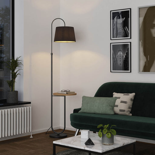 LED Floor Lamp Standing With Table Matt Black Modern Elegant Adjustable Height - Image 1
