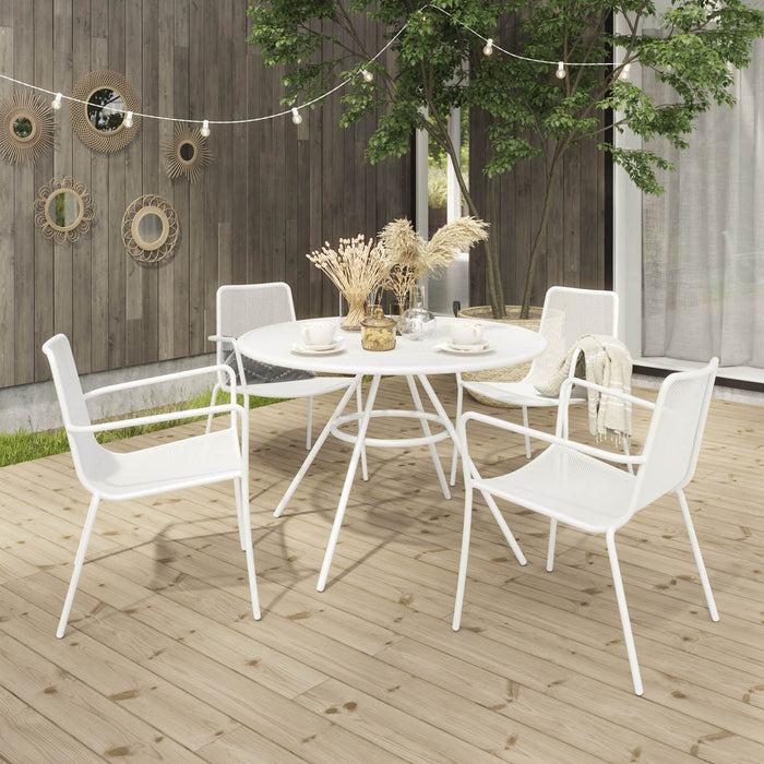 Garden Furniture Dining Table Kilifi White 4 Seater Steel Round Outdoor Patio - Image 2