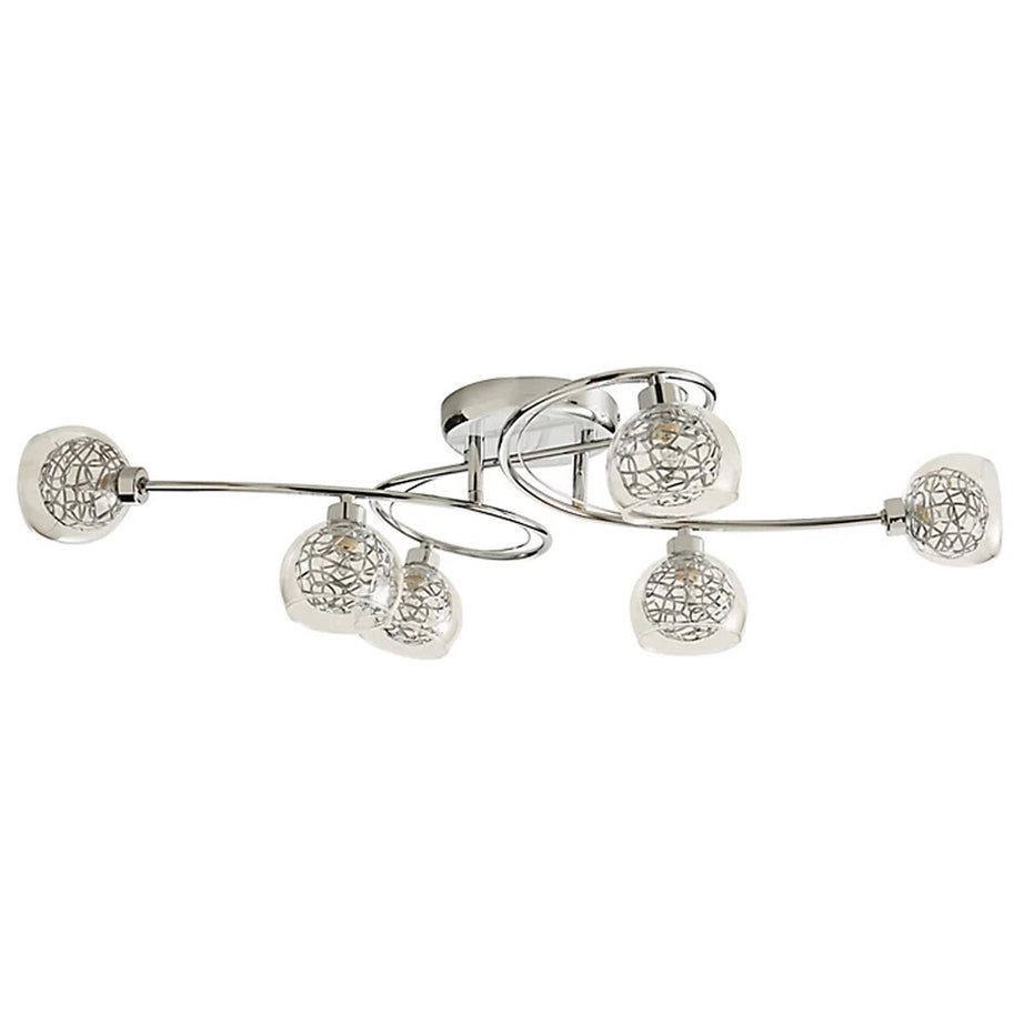 Ceiling Light 6 Lamp LED Wire Brushed Glass Metal Chrome Effect Contemporary - Image 4