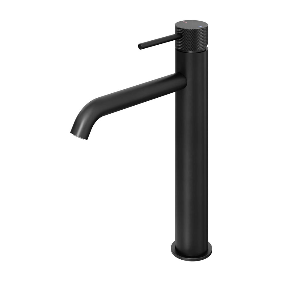 Bathroom Basin Tap Mono Mixer Tall Single Lever Matt Black Round Waste Faucet - Image 1