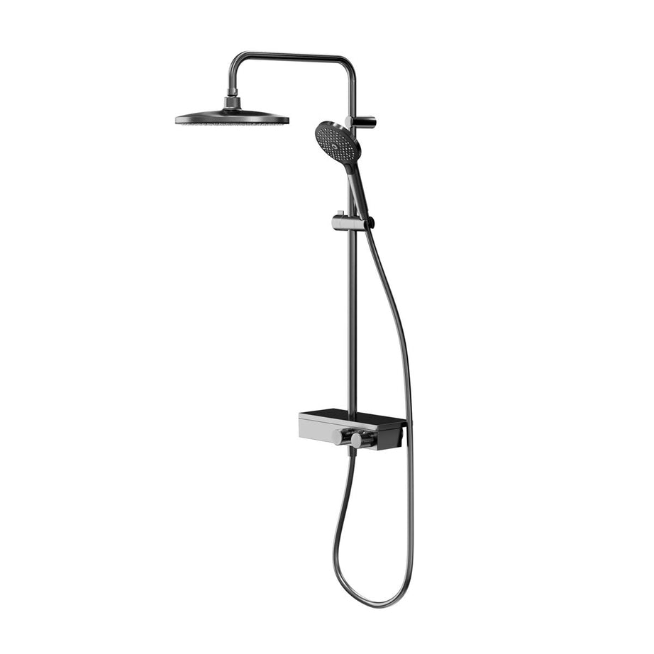 Mixer Shower Multi Round Head Thermostatic Titanium 3-Spray Pattern Modern Black - Image 1
