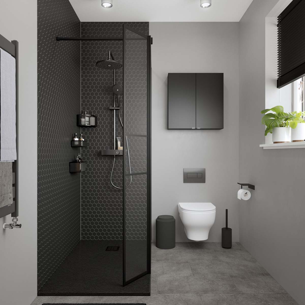 Mixer Shower Multi Round Head Thermostatic Titanium 3-Spray Pattern Modern Black - Image 3