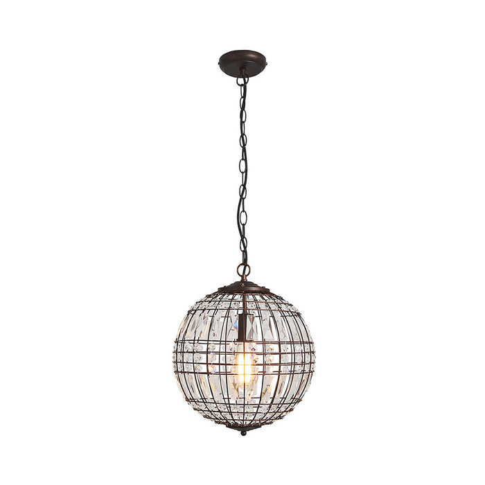 LED Ceiling Light Pendant Crystal Ball Matt Bronze Living Bedroom Chandelier - Image 3