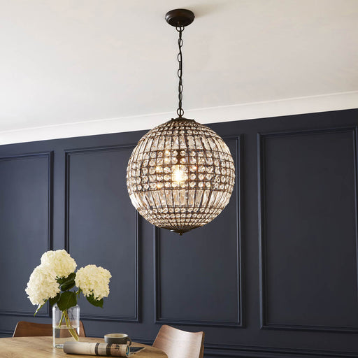 The Lighting Edit Tolli Crystal Matt bronze effect LED Pendant ceiling light, (Dia)440mm - Image 1