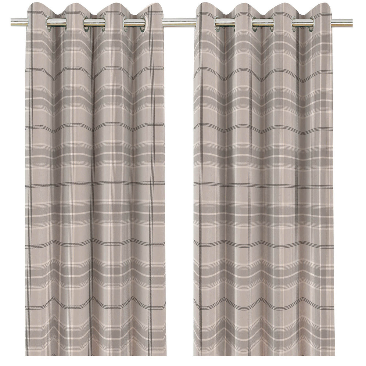 Eyelet Curtain Beige Lined Ready Made Ring Top Living Bedroom Pair 167x228cm - Image 2