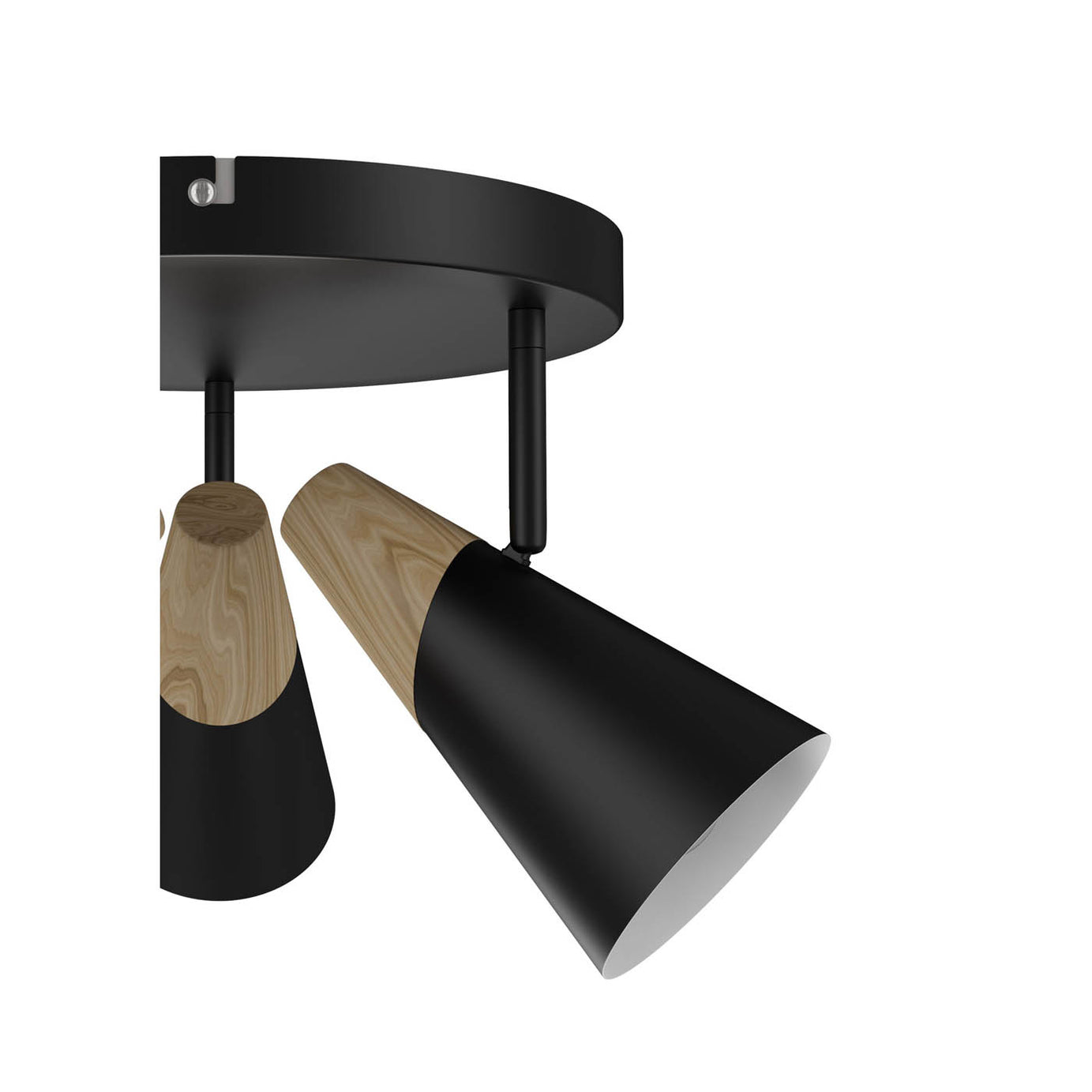 LED Ceiling Spotlight 3 Way Multi Arm Matt Black Wooden Adjustable Heads Modern - Image 4