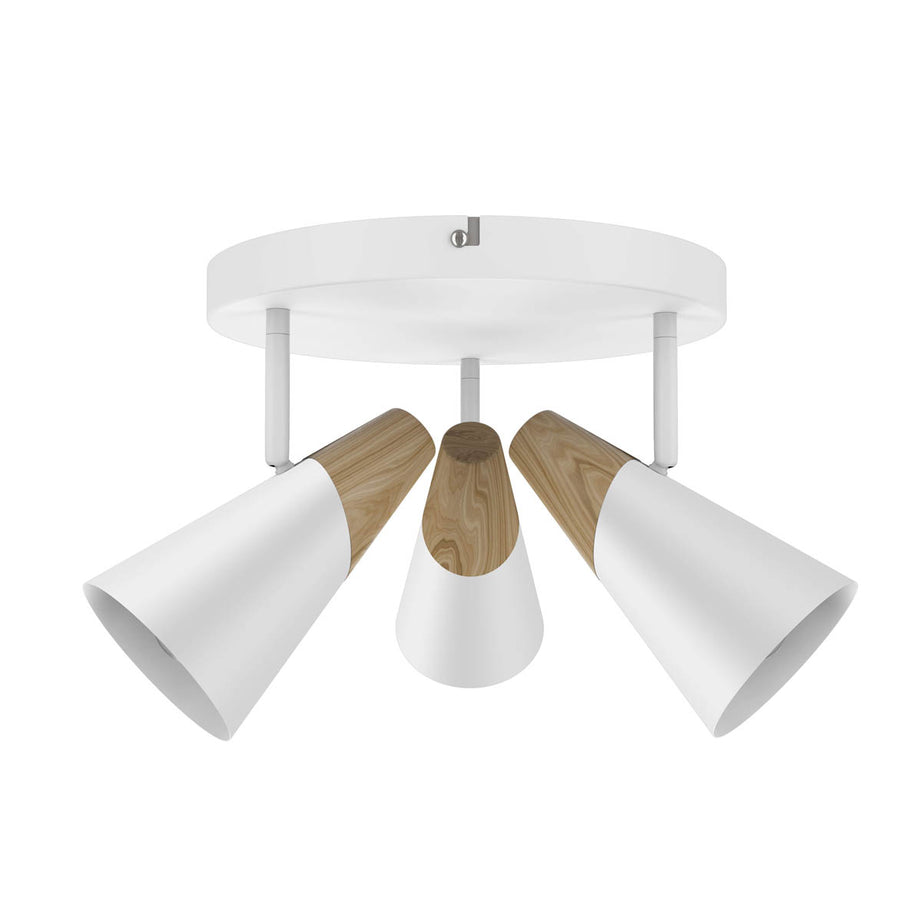 LED Ceiling Light 3 Way Spotlight Plate Matt White Adjustable Heads Modern - Image 1