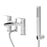 Bath Mixer Tap With Hand Shower Gloss Chrome Effect Dual Lever Waterfall - Image 1