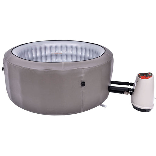 Spa Hot Tub Inflatable 4 Person Round Grey 13A Portable 760L LED Light Garden - Image 1