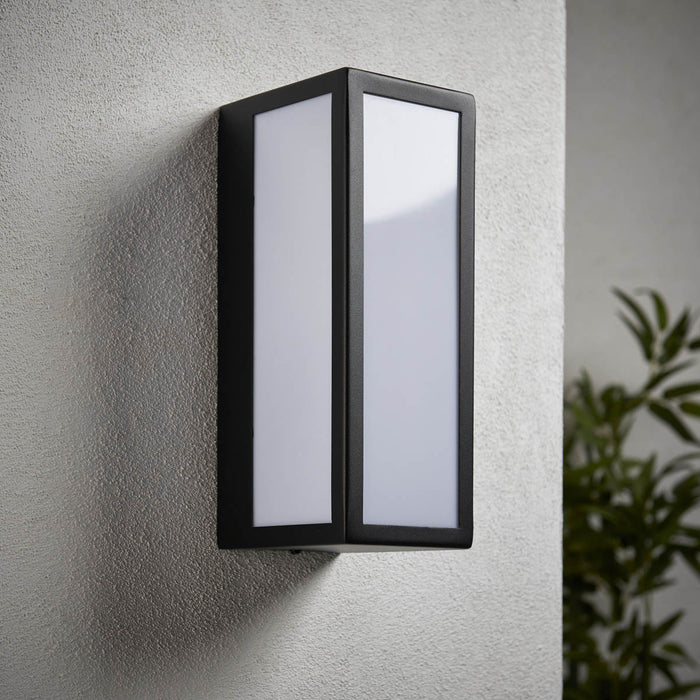 Outdoor Wall Light Plastic Frosted Opal Steel Matt Black Finish Dimmable Modern - Image 3