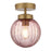 Outdoor Pendant Light Fixed Satin Gold Pink Glass Shade Dimmable Modern - Image 1