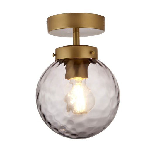 Ceiling Light Flush Pendant Outdoor Gold Smoked Glass Dimmable Weatherproof 15W - Image 1