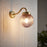 Outdoor Wall Light Ribbed Glass Pink Shade Steel Satin Gold Dimmable Modern - Image 1