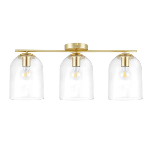 Ceiling Light 3 Way Clear Lamp Shades Brass Modern Bedroom Livingroom Halogen - Image 1