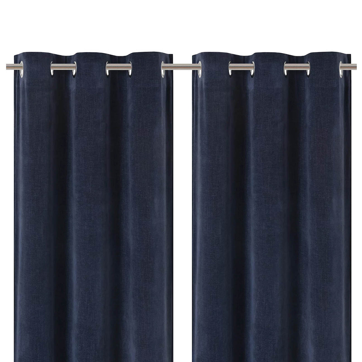 Arntzen Lined Eyelet Curtains Navy Woven Pair 167x183cm Thermal - Image 1