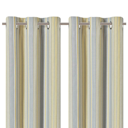 Eyelet Curtain Pair Yellow Stripes Lined Bay Window Modern (W)167 (L)183cm - Image 1