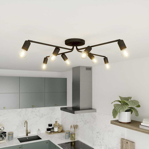 Ceiling Light Multi Arm Spiral Matt Black 8 Way Modern Dining Kitchen Adjustable - Image 1