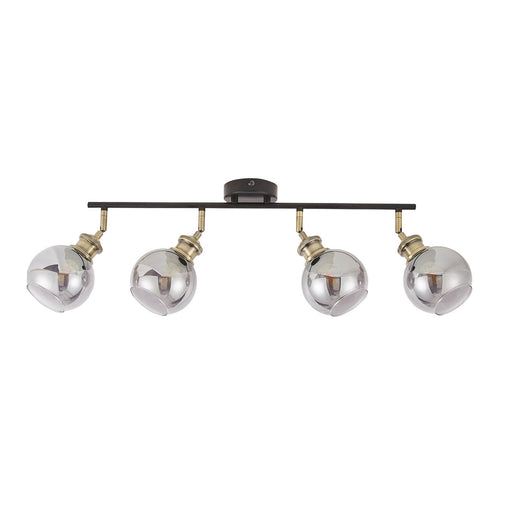 LED Spotlight Bar 4 Way Industrial Round Glass Shades Kitchen Dining Room Modern - Image 1