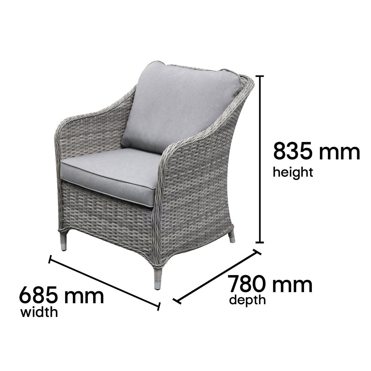 Outdoor Coffee Set 4 Seater Grey Rattan Garden Furniture Washable Cushion Covers - Image 5