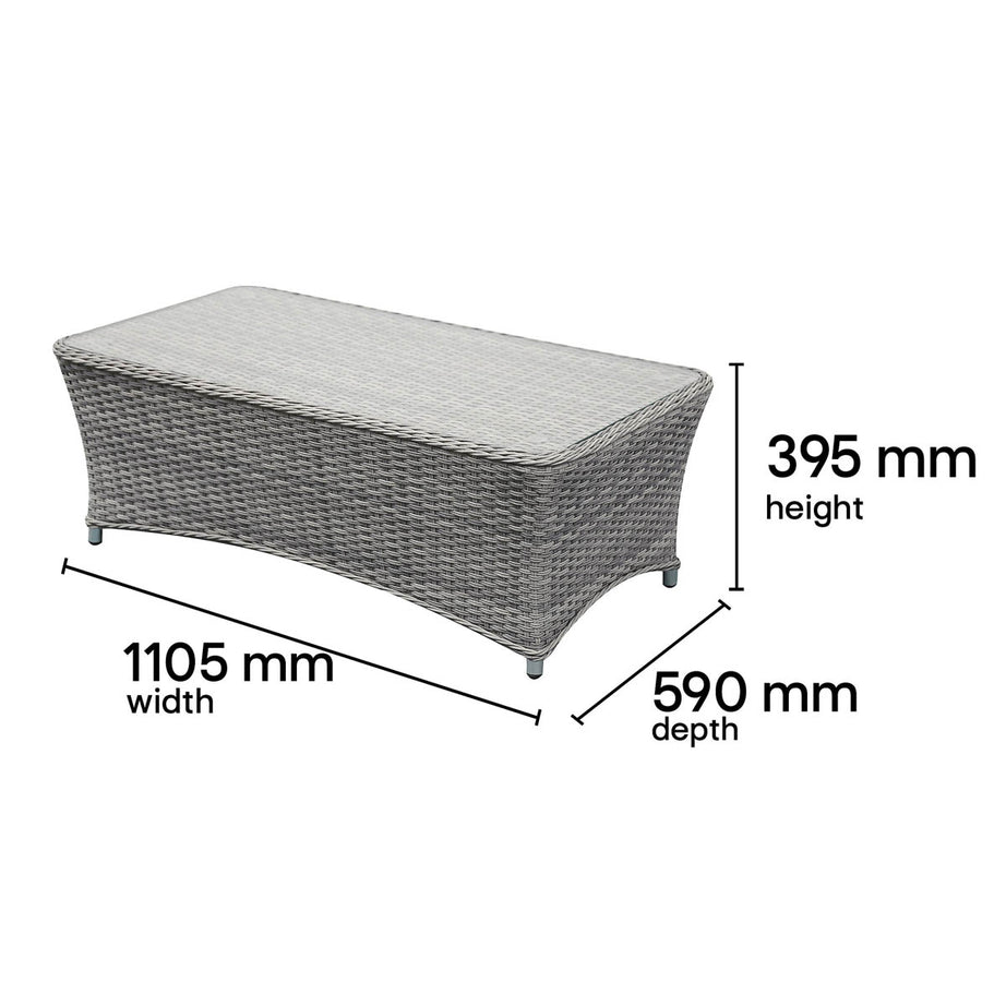 Outdoor Coffee Set 4 Seater Grey Rattan Garden Furniture Washable Cushion Covers - Image 7