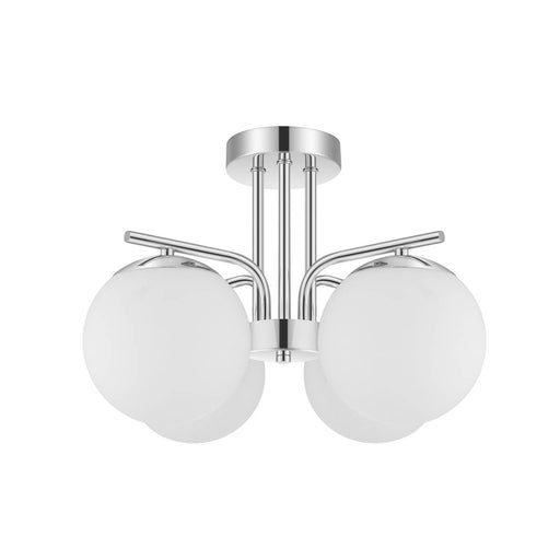 LED Ceiling Light 4 Way Multi Arm Frosted Globe Shades Chrome Effect Modern - Image 1