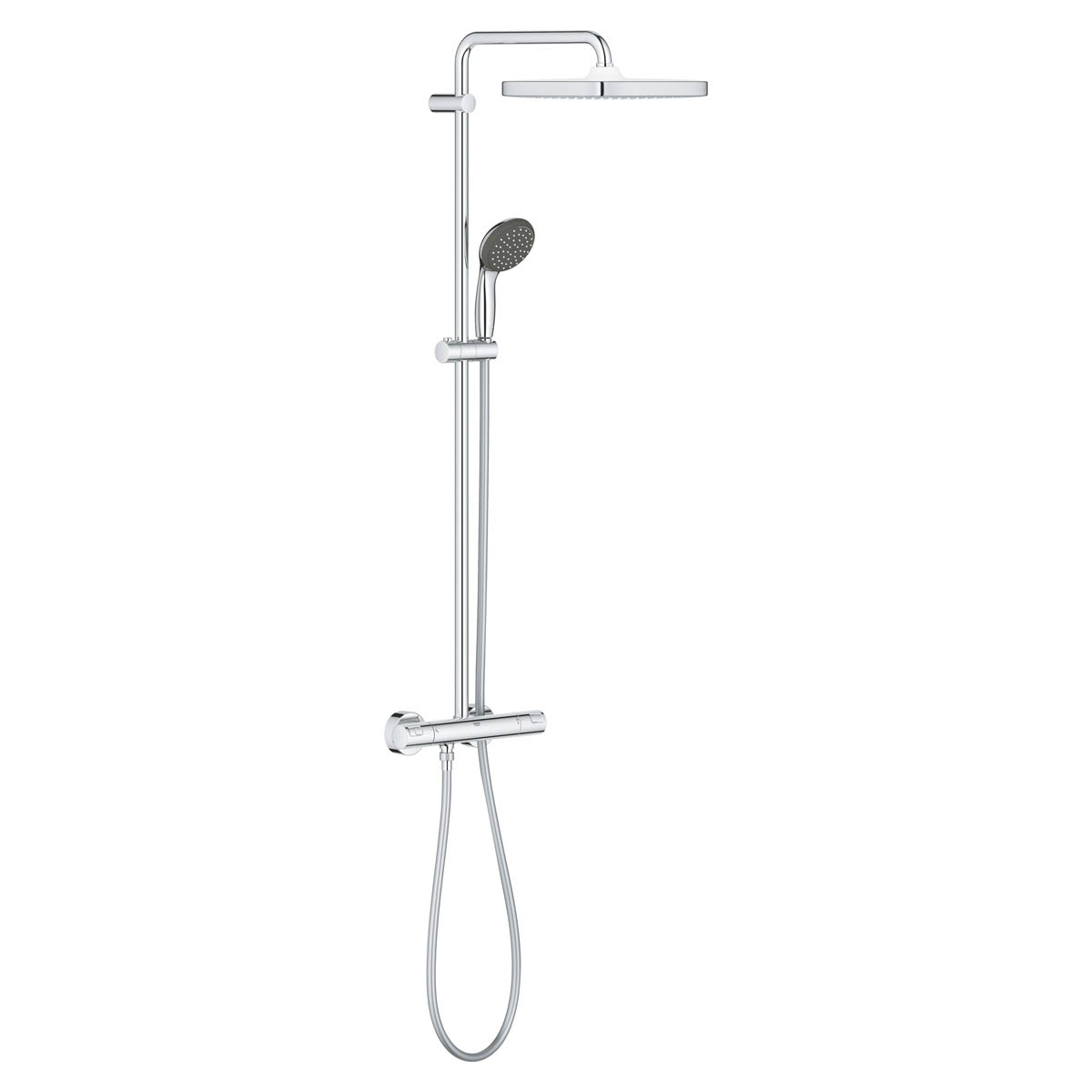 Grohe Thermostatic Mixer Shower Chrome Twin Square Heads Modern Bathroom - Image 1