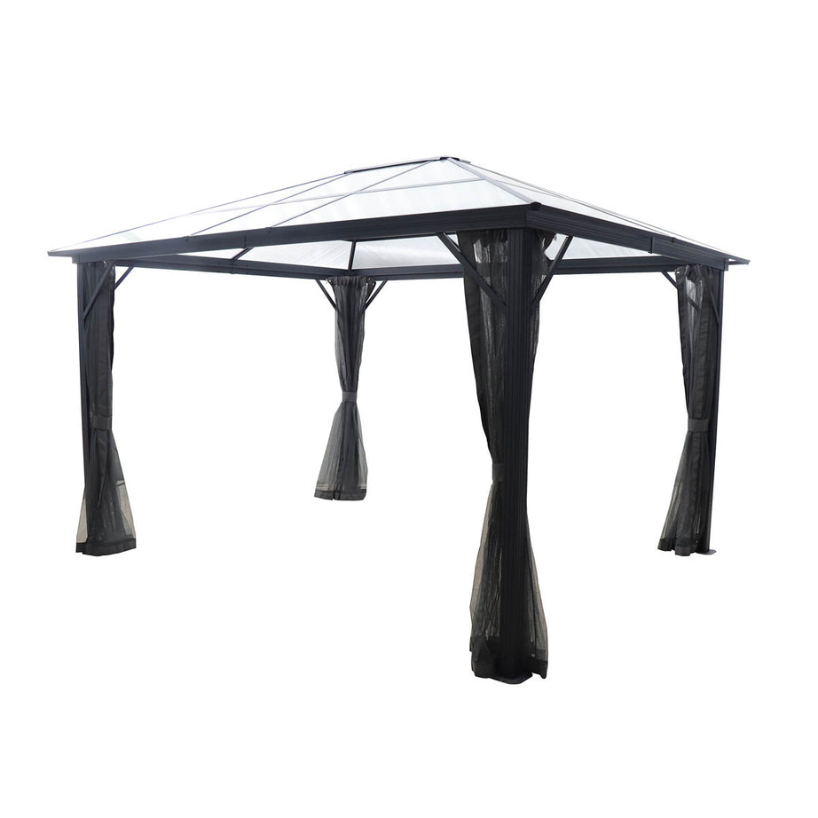 Garden Gazebo Tent 2.6x3.65m Rectangular Black Outdoor Pavilion Canopy - Image 1