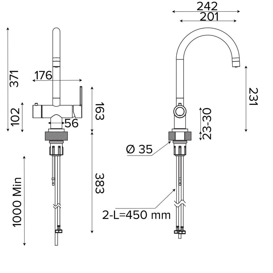 Boiling Water Kitchen Tap Mixer Chrome Double Lever Child Lock Modern Faucet - Image 5