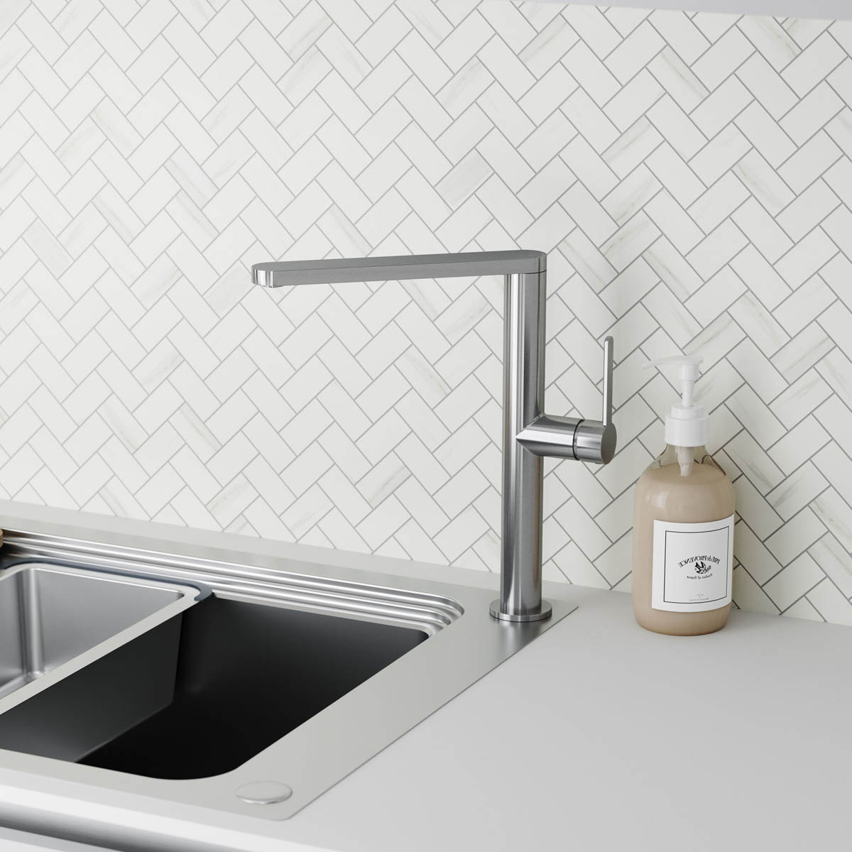 Kitchen Tap Mixer Stainless Steel Single Lever Swivel Spout Contemporary Faucet - Image 2