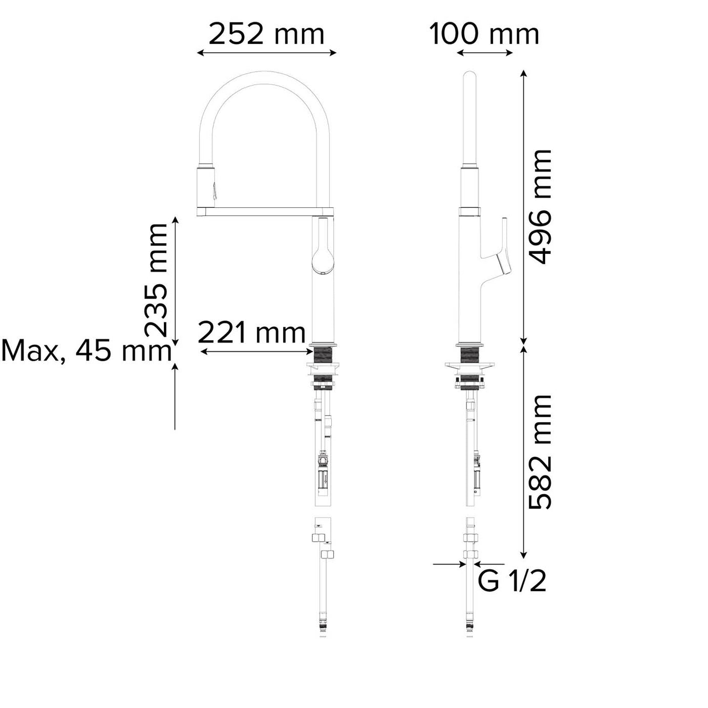 Kitchen Mixer Tap Spring Neck Swivel Contactless Activation Sensor Chrome Plated - Image 6