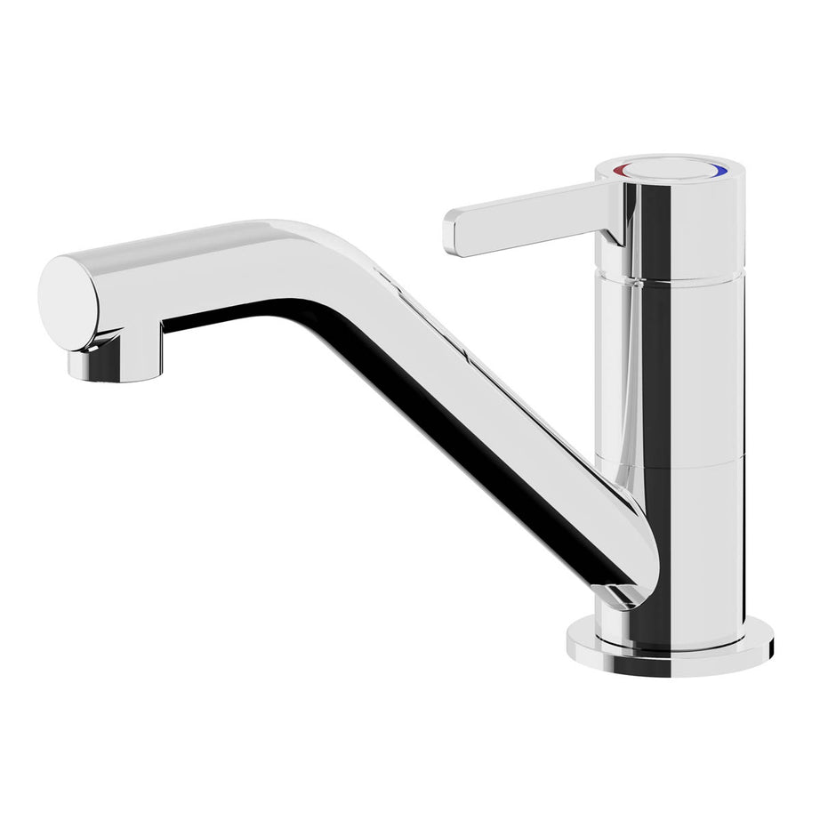 Kitchen Mixer Tap Chrome Gloss Single Lever Swivel Spout Brass Contemporary - Image 1