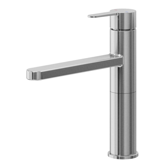 GoodHome Kitchen Mixer Tap Steel Gloss Single Lever Swivel Spout Contemporary - Image 1