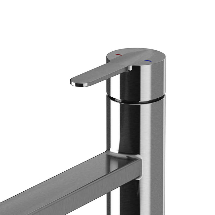 GoodHome Kitchen Mixer Tap Steel Gloss Single Lever Swivel Spout Contemporary - Image 4
