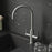 Kitchen Mixer Tap Gloss Twin Lever Contemporary Steel Effect Swivel Spout - Image 2