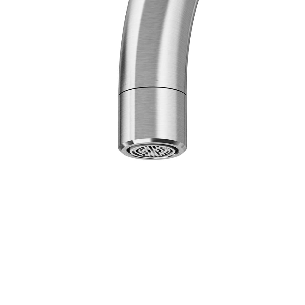 Kitchen Sink Tap Mixer Dual Lever Gloss Stainless Steel Swivel Spout Contemporary - Image 3